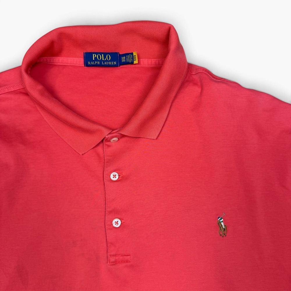 Polo Ralph Lauren Men 3XB Red Cotton Jersey Short Sleeve Polo Shirt Stained